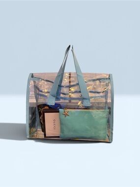 Brand new. Transparent, very thick and durable Tote with Blue Trim
Green avlb 2